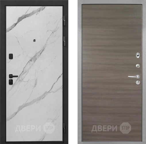 Входная металлическая Дверь Интекрон (INTECRON) Профит Black Мрамор Арктик Гладкая Дуб тоскано поперечный в Рузе