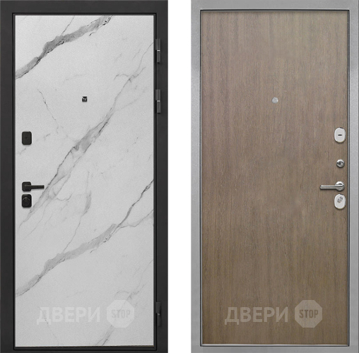 Входная металлическая Дверь Интекрон (INTECRON) Профит Black Мрамор Арктик Гладкая шпон Венге коричневый в Рузе