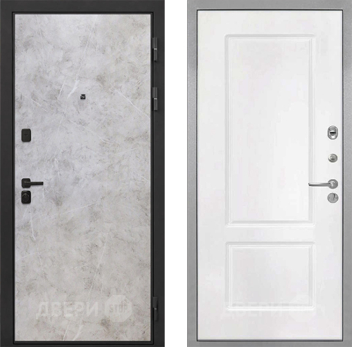 Входная металлическая Дверь Интекрон (INTECRON) Профит Black Мрамор Светлый КВ-2 Белый матовый в Рузе
