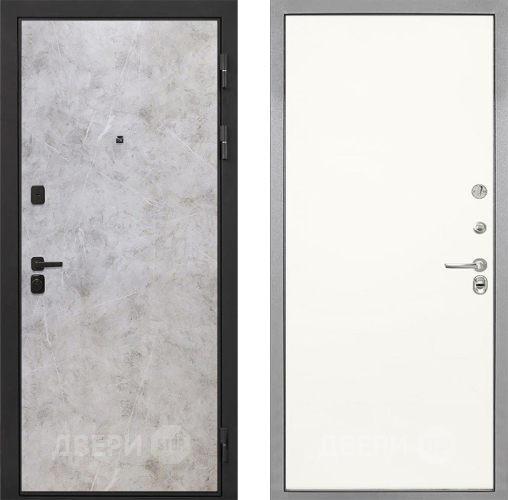Входная металлическая Дверь Интекрон (INTECRON) Профит Black Мрамор Светлый Гладкая Слоновая кость в Рузе