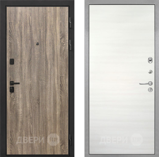 Входная металлическая Дверь Интекрон (INTECRON) Профит Black Дуб Турин Гладкая Дуб сильвер поперечный в Рузе