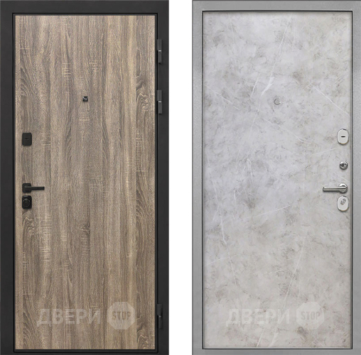 Входная металлическая Дверь Интекрон (INTECRON) Профит Black Дуб Турин Гладкая Мрамор светлый в Рузе