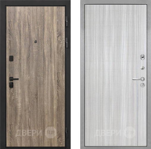 Входная металлическая Дверь Интекрон (INTECRON) Профит Black Дуб Турин В-07 с молдингом Сандал белый в Рузе