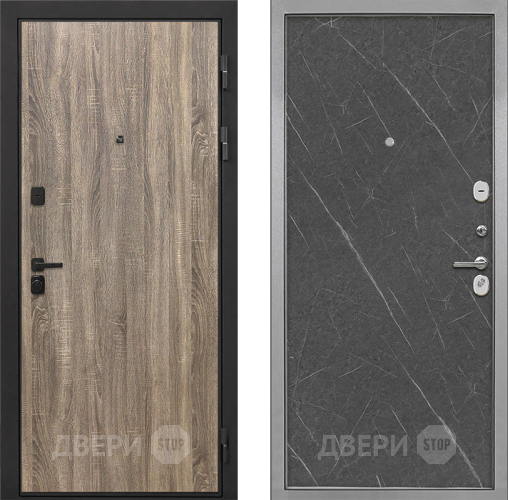 Входная металлическая Дверь Интекрон (INTECRON) Профит Black Дуб Турин Гладкая Гранит лава оникс в Рузе