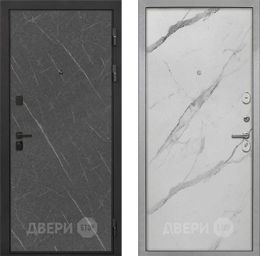 Входная металлическая Дверь Интекрон (INTECRON) Профит Black Гранит Лава Оникс Гладкая Мрамор натуральный арктик в Рузе