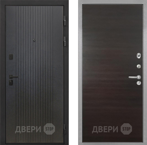 Входная металлическая Дверь Интекрон (INTECRON) Профит Black ФЛ-295 Гладкая Эковенге поперечный в Рузе