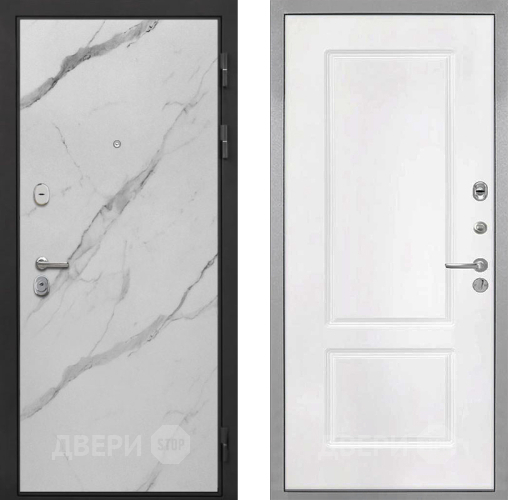 Входная металлическая Дверь Интекрон (INTECRON) Гектор Мрамор Арктик КВ-2 Белый матовый в Рузе