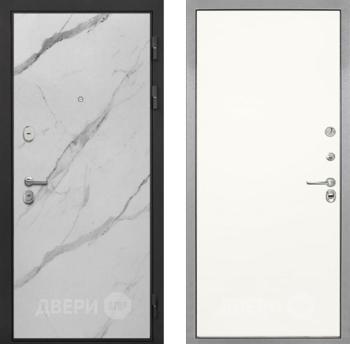 Входная металлическая Дверь Интекрон (INTECRON) Гектор Мрамор Арктик Гладкая Слоновая кость в Рузе