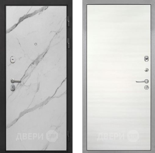 Входная металлическая Дверь Интекрон (INTECRON) Гектор Мрамор Арктик Гладкая Дуб сильвер поперечный в Рузе