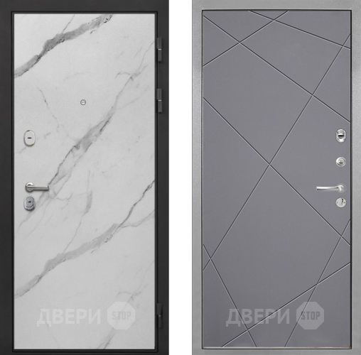 Входная металлическая Дверь Интекрон (INTECRON) Гектор Мрамор Арктик Лучи-М Графит софт в Рузе