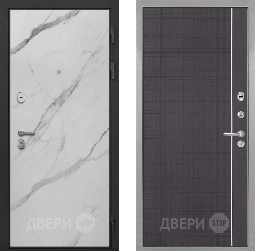 Входная металлическая Дверь Интекрон (INTECRON) Гектор Мрамор Арктик В-07 с молдингом Венге в Рузе