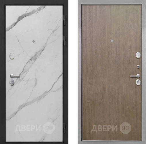 Входная металлическая Дверь Интекрон (INTECRON) Гектор Мрамор Арктик Гладкая шпон Венге коричневый в Рузе