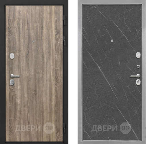 Входная металлическая Дверь Интекрон (INTECRON) Гектор Дуб Турин Гладкая Гранит лава оникс в Рузе