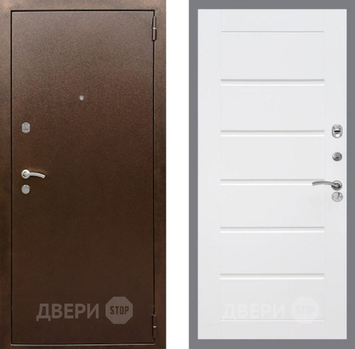 Входная металлическая Дверь Рекс (REX) 1А Медный Антик Сити Белый ясень в Рузе
