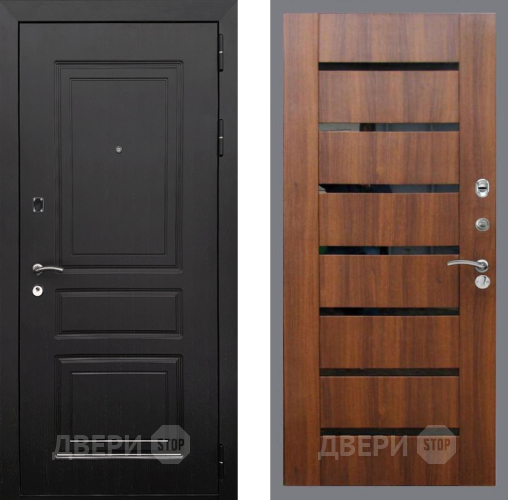 Входная металлическая Дверь Рекс (REX) 6 Венге СБ-14 стекло черное Орех бренди в Рузе