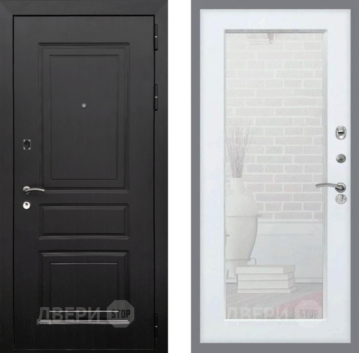 Входная металлическая Дверь Рекс (REX) 6 Венге Зеркало Пастораль Белый ясень в Рузе