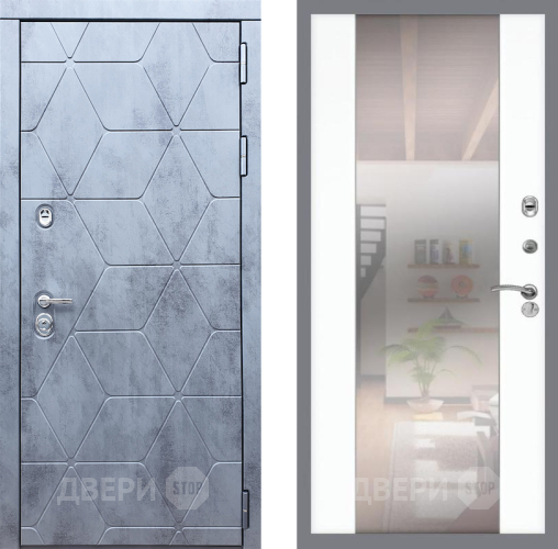 Входная металлическая Дверь Рекс (REX) 28 СБ-16 Зеркало Силк Сноу в Рузе