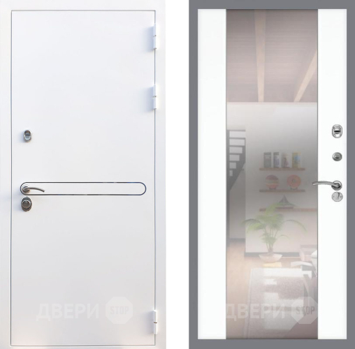 Входная металлическая Дверь Рекс (REX) 27 СБ-16 Зеркало Силк Сноу в Рузе