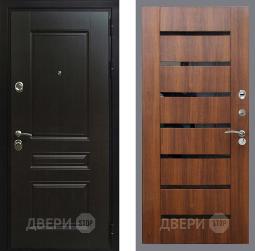 Дверь Рекс (REX) Премиум-Н СБ-14 стекло черное Орех бренди в Рузе