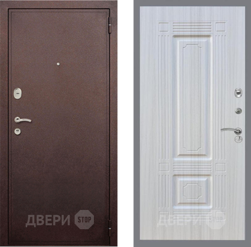 Входная металлическая Дверь Рекс (REX) 2 Медный Антик FL-2 Сандал белый в Рузе