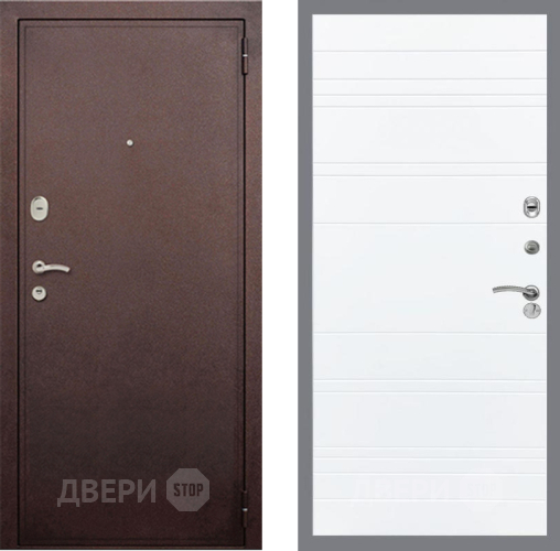 Входная металлическая Дверь Рекс (REX) 2 Медный Антик Line Силк Сноу в Рузе