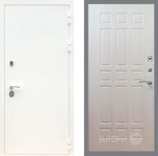 Входная металлическая Дверь Рекс (REX) 5 Белая Шагрень FL-33 Беленый дуб в Рузе