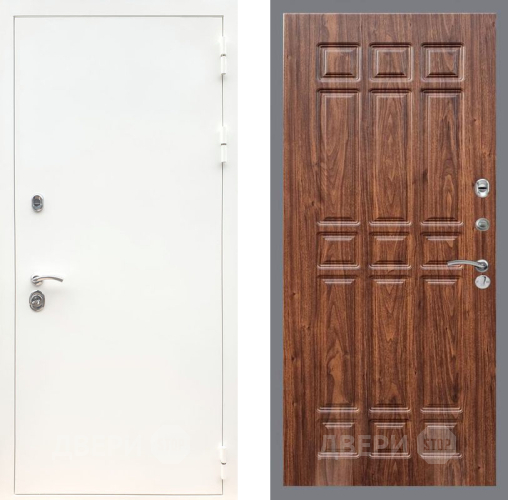 Входная металлическая Дверь Рекс (REX) 5 Белая Шагрень FL-33 орех тисненый в Рузе