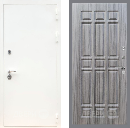 Входная металлическая Дверь Рекс (REX) 5 Белая Шагрень FL-33 Сандал грей в Рузе