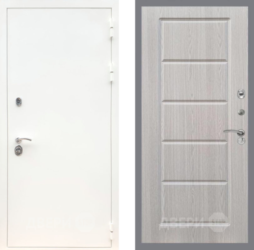 Входная металлическая Дверь Рекс (REX) 5 Белая Шагрень FL-39 Беленый дуб в Рузе
