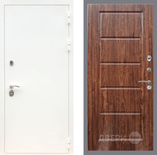 Дверь Рекс (REX) 5 Белая Шагрень FL-39 орех тисненый в Рузе