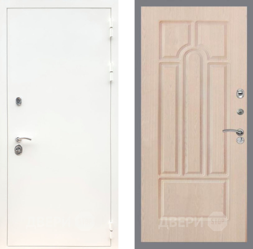 Входная металлическая Дверь Рекс (REX) 5 Белая Шагрень FL-58 Беленый дуб в Рузе