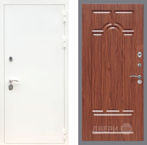 Входная металлическая Дверь Рекс (REX) 5 Белая Шагрень FL-58 орех тисненый в Рузе