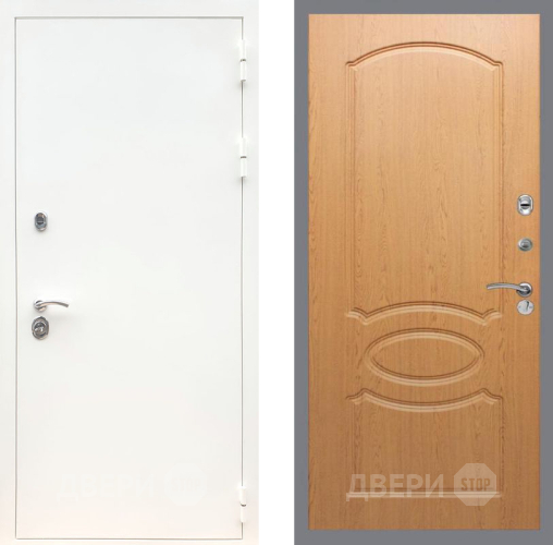 Входная металлическая Дверь Рекс (REX) 5 Белая Шагрень FL-128 Дуб в Рузе