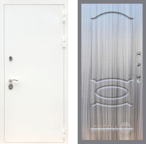 Входная металлическая Дверь Рекс (REX) 5 Белая Шагрень FL-128 Сандал грей в Рузе