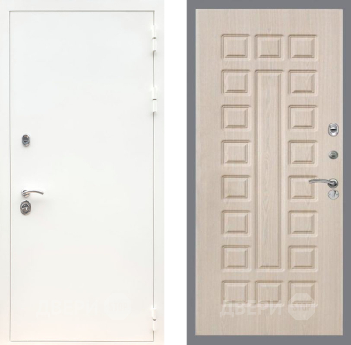 Входная металлическая Дверь Рекс (REX) 5 Белая Шагрень FL-183 Беленый дуб в Рузе