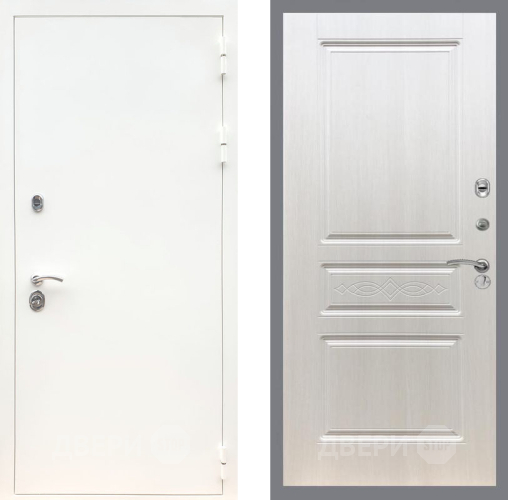 Входная металлическая Дверь Рекс (REX) 5 Белая Шагрень FL-243 Лиственница беж в Рузе