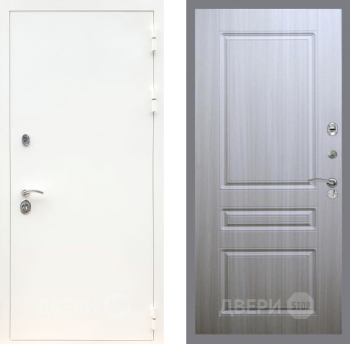 Входная металлическая Дверь Рекс (REX) 5 Белая Шагрень FL-243 Сандал белый в Рузе