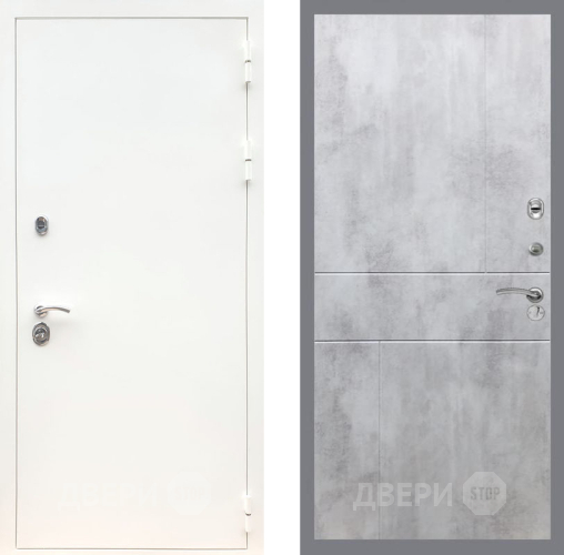 Входная металлическая Дверь Рекс (REX) 5 Белая Шагрень FL-290 Бетон светлый в Рузе