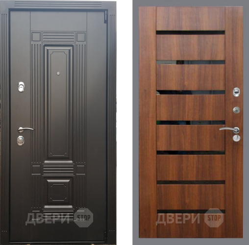 Входная металлическая Дверь Рекс (REX) 9 СБ-14 стекло черное Орех бренди в Рузе