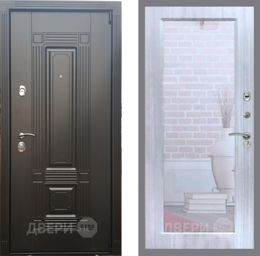 Входная металлическая Дверь Рекс (REX) 9 Зеркало Пастораль Сандал белый в Рузе