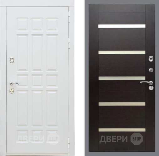 Входная металлическая Дверь Рекс (REX) 8 Силк Сноу СБ-14 стекло белое венге поперечный в Рузе