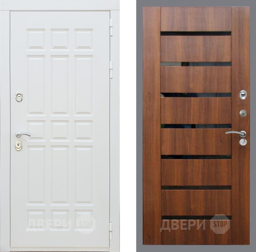 Входная металлическая Дверь Рекс (REX) 8 Силк Сноу СБ-14 стекло черное Орех бренди в Рузе