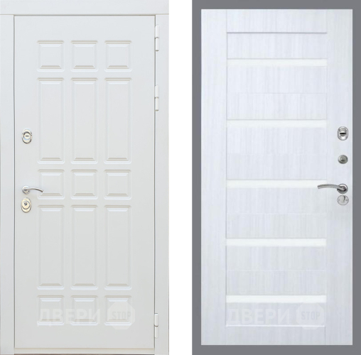 Входная металлическая Дверь Рекс (REX) 8 Силк Сноу СБ-14 стекло белое Сандал белый в Рузе