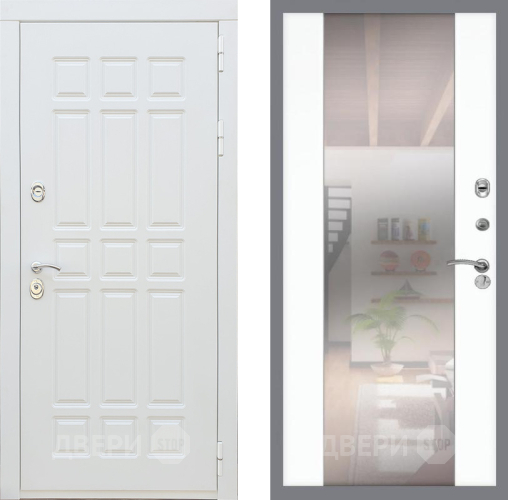 Входная металлическая Дверь Рекс (REX) 8 Силк Сноу СБ-16 Зеркало Силк Сноу в Рузе