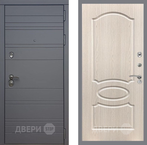 Входная металлическая Дверь Рекс (REX) 14 силк титан FL-128 Беленый дуб в Рузе