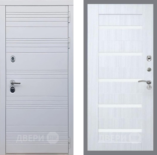 Входная металлическая Дверь Рекс (REX) 14 Силк Сноу СБ-14 стекло белое Сандал белый в Рузе