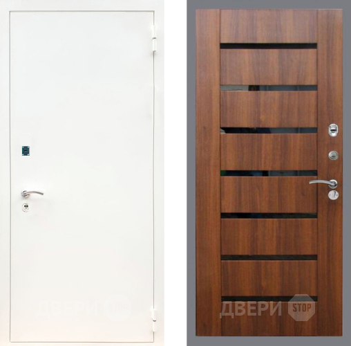 Входная металлическая Дверь Рекс (REX) 1А Белая шагрень СБ-14 стекло черное Орех бренди в Рузе