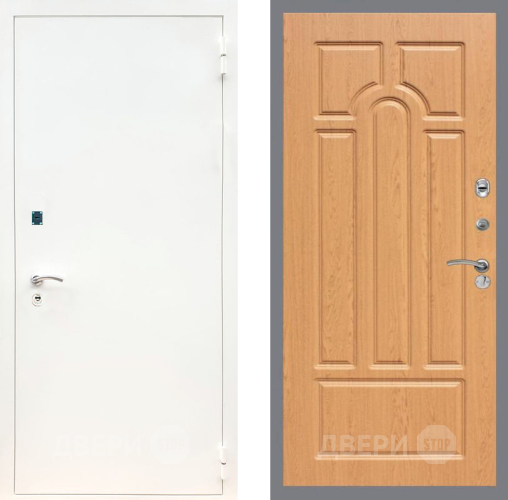 Входная металлическая Дверь Рекс (REX) 1А Белая шагрень FL-58 Дуб в Рузе