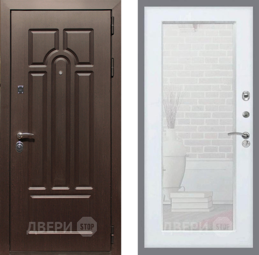 Входная металлическая Дверь Рекс (REX) Эврика Зеркало Пастораль Белый ясень в Рузе