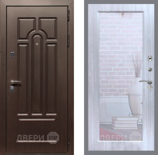 Входная металлическая Дверь Рекс (REX) Эврика Зеркало Пастораль Сандал белый в Рузе